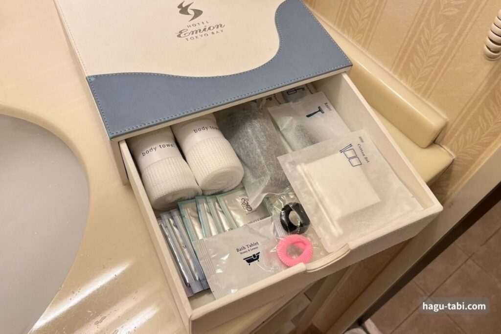 ホテル エミオン東京ベイの客室に用意されていたアメニティ